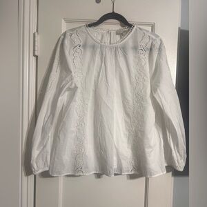 LOFT White Lace Detail Blouse